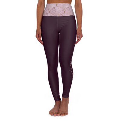 High Waisted Yoga Leggings with Elegant Floral Design