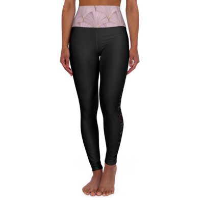 Elegant High Waisted Yoga Leggings with Floral Design